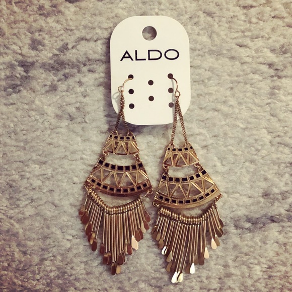 Aldo Jewelry - Large gold & black geometric chandelier earrings